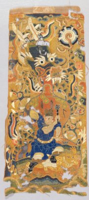 图片[1]-Silk embroidery Wusong tiger fighting leather face-China Archive